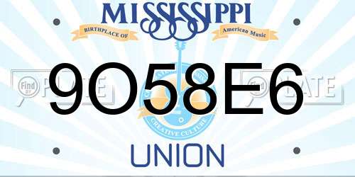9O58E6 Mississippi License Plate