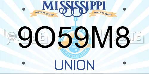 9O59M8 Mississippi License Plate