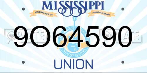 9O64590 Mississippi License Plate