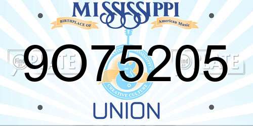 9O75205 Mississippi License Plate