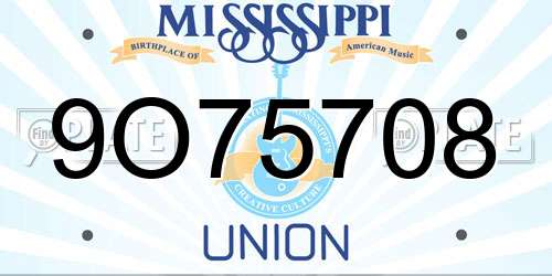 9O75708 Mississippi License Plate