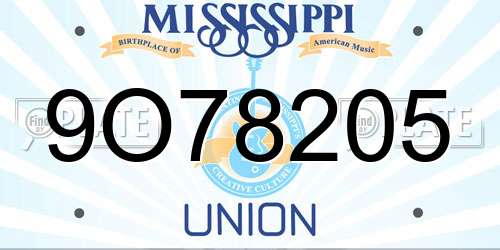 9O78205 Mississippi License Plate