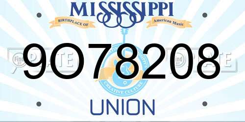 9O78208 Mississippi License Plate