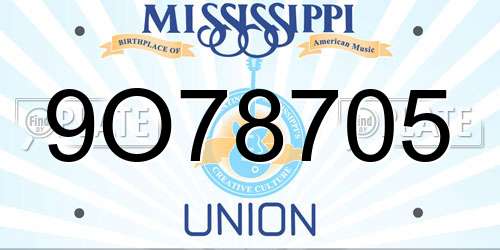 9O78705 Mississippi License Plate