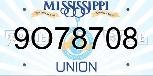9O78708 Mississippi License Plate