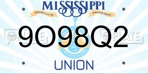 9O98Q2 Mississippi License Plate
