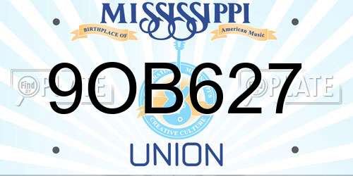 9OB627 Mississippi License Plate