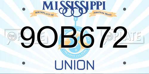 9OB672 Mississippi License Plate