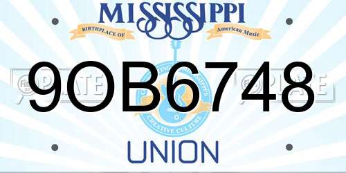 9OB6748 Mississippi License Plate
