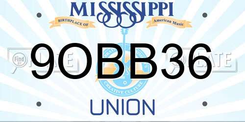 9OBB36 Mississippi License Plate
