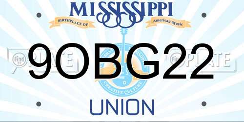9OBG22 Mississippi License Plate