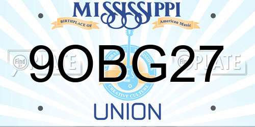 9OBG27 Mississippi License Plate