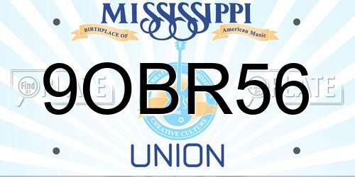 9OBR56 Mississippi License Plate