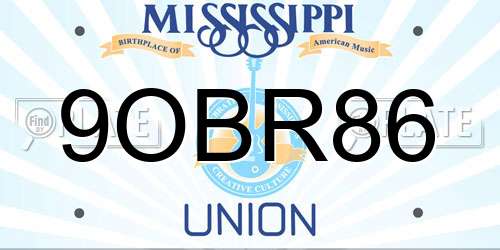9OBR86 Mississippi License Plate