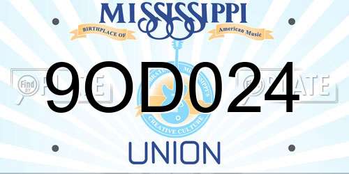 9OD024 Mississippi License Plate