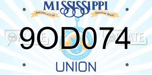 9OD074 Mississippi License Plate