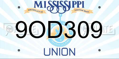 9OD309 Mississippi License Plate