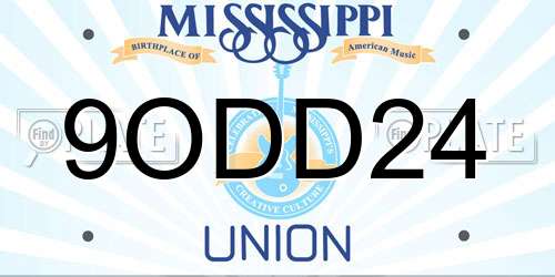 9ODD24 Mississippi License Plate