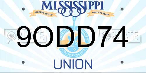 9ODD74 Mississippi License Plate