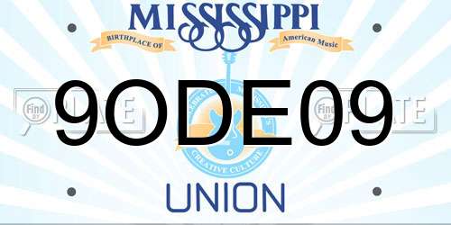 9ODE09 Mississippi License Plate