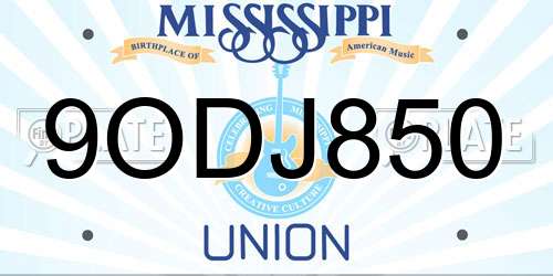 9ODJ850 Mississippi License Plate