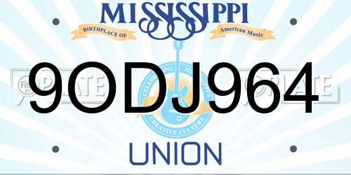 9ODJ964 Mississippi License Plate