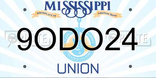 9ODO24 Mississippi License Plate