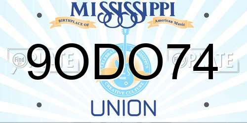 9ODO74 Mississippi License Plate