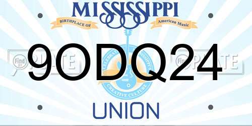 9ODQ24 Mississippi License Plate