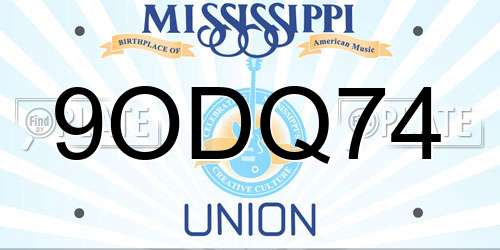 9ODQ74 Mississippi License Plate