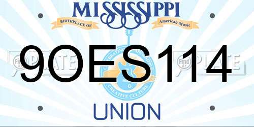 9OES114 Mississippi License Plate