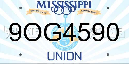 9OG4590 Mississippi License Plate