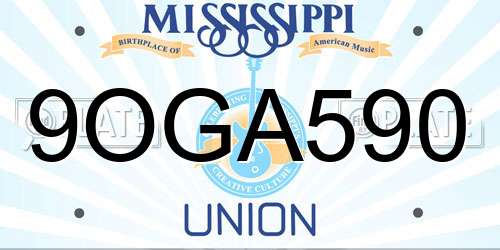 9OGA590 Mississippi License Plate