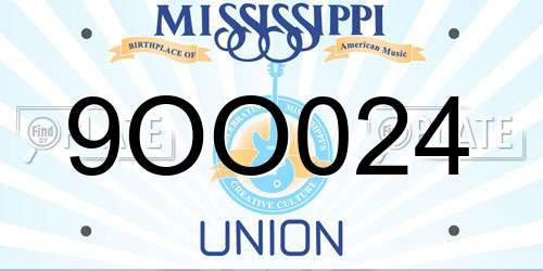9OO024 Mississippi License Plate