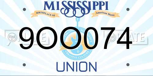 9OO074 Mississippi License Plate
