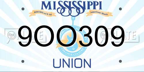 9OO309 Mississippi License Plate