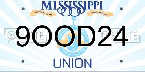 9OOD24 Mississippi License Plate