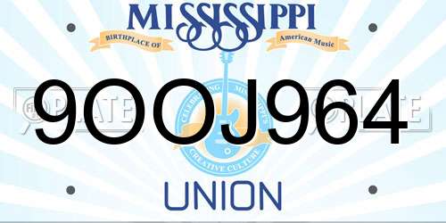 9OOJ964 Mississippi License Plate