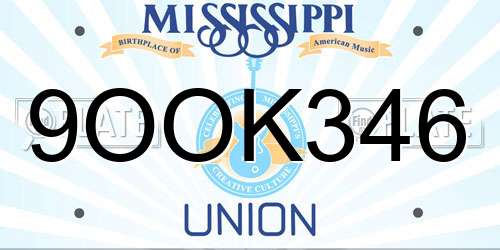 9OOK346 Mississippi License Plate