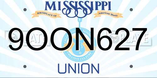 9OON627 Mississippi License Plate