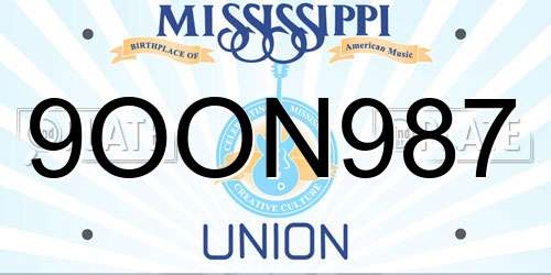 9OON987 Mississippi License Plate