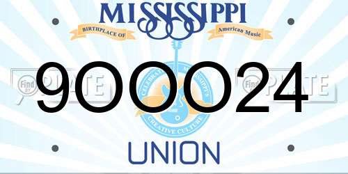 9OOO24 Mississippi License Plate