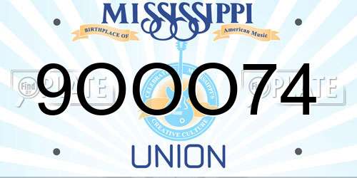9OOO74 Mississippi License Plate