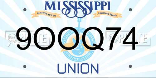9OOQ74 Mississippi License Plate