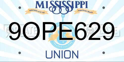 9OPE629 Mississippi License Plate