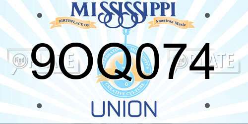 9OQ074 Mississippi License Plate