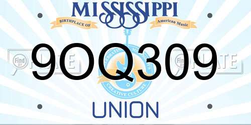9OQ309 Mississippi License Plate