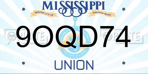 9OQD74 Mississippi License Plate