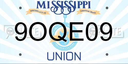 9OQE09 Mississippi License Plate
