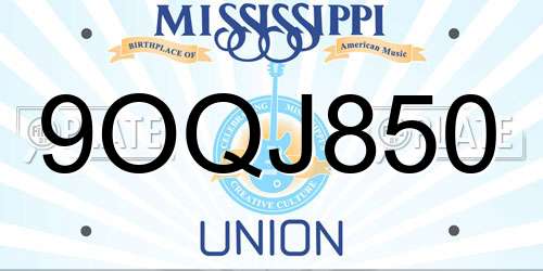 9OQJ850 Mississippi License Plate